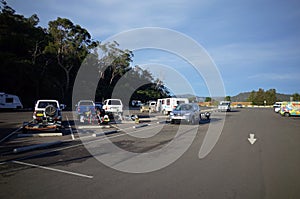 Highway rest stop parking lot in Australia