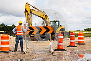 Highway road construction worker