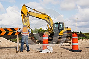 Highway road construction worker