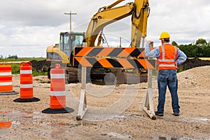 Highway road construction worker