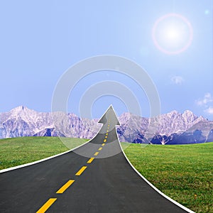 Highway road going up llike arrow