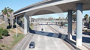 Highway road interchange or intersection, freeway overpass bridge. Crossroad USA