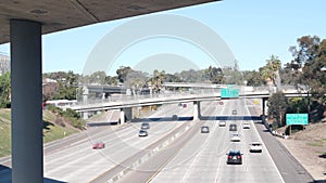 Highway road interchange or intersection, freeway overpass bridge. Crossroad USA