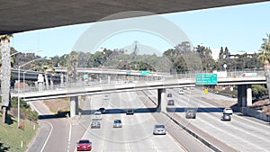 Highway road interchange or intersection, freeway overpass bridge. Crossroad USA