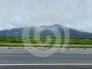 A highway or road in Jementah, Johor, Malaysia.