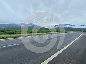 A highway or road in Jementah, Johor, Malaysia.