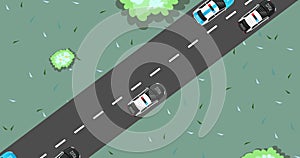 Highway road with out traffic jam. moving car on highway road. 2d highway road illustration with car. moving police car. paved roa