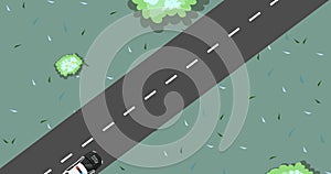 Highway road with out traffic jam. moving car on highway road. 2d highway road illustration with car. moving police car. paved roa