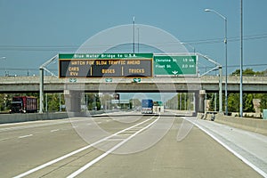Highway 402 Road Sign Approaching The Border In Sarnia photo