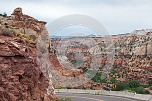 Highway running through Grand Staircase in Escalante National Monument Utah USA