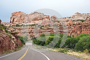 Highway running through Grand Staircase in Escalante National Monument Utah USA photo