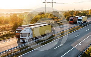 Highway scene - trucks overtaking