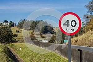 highway sign: 40km per hour, forty kilometers per hour