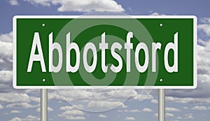 Highway sign for Abbotsford British Columbia