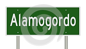 Highway sign for Alamogordo New Mexico