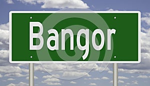 Highway sign for Bangor Maine