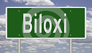 Highway sign for Biloxi Mississippi