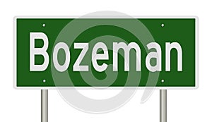 Highway sign for Bozeman Montana photo