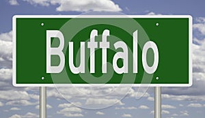 Highway sign for Buffalo Wyoming photo