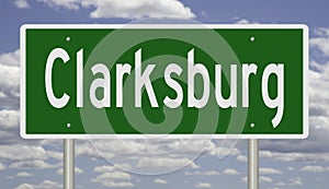 Highway sign for Clarksburg West Virginia