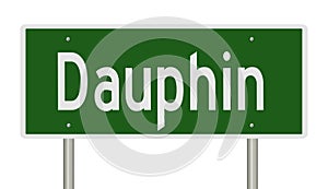 Highway sign for Dauphin Manitoba