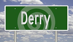 Highway sign for Derry New Hampshire