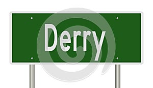 Highway sign for Derry New Hampshire