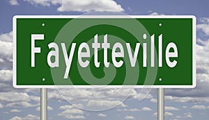 Highway sign for Fayetteville North Carolina