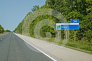 Exit Sign On Highway 402 For Pinery Provincial Park