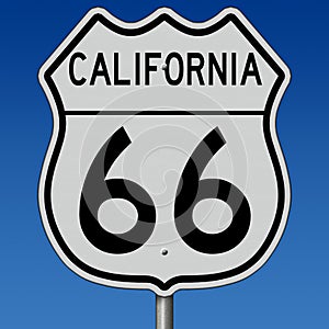 Highway sign for historic Route 66 in California