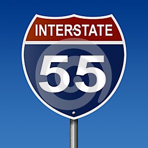 Highway sign for Interstate 55