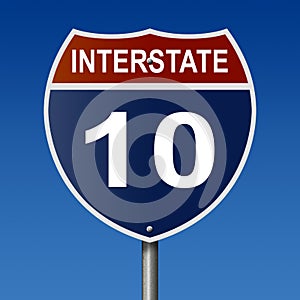 Highway sign for Interstate Route 10