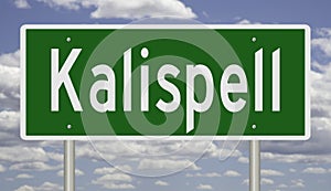 Highway sign for Kalispell Montana photo