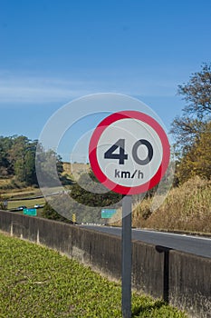 highway sign: 40km per hour, forty kilometers per hour
