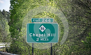 Highway Sign for Chapel Hill, NC, USA photo