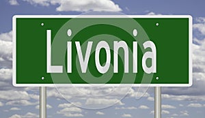 Highway sign for Livonia Michigan