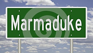 Highway sign for Marmaduke Arkansas