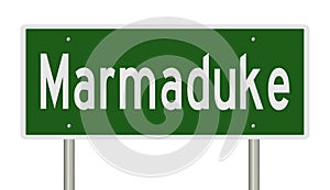 Highway sign for Marmaduke Arkansas