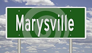 Highway sign for Marysville Ohio