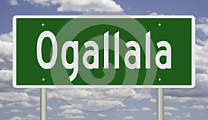 Highway sign for Ogallala Nebraska photo