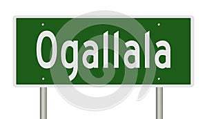 Highway sign for Ogallala Nebraska photo