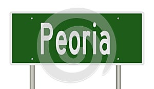 Highway sign for Peoria Illinois photo