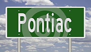 Highway sign for Pontiac Michigan