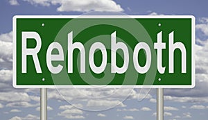 Highway sign for Rehoboth Delaware