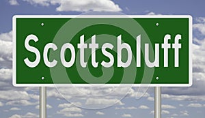 Highway sign for Scottsbluff Nebraska photo