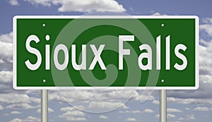 Highway sign for Sioux Falls South Dakota