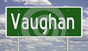 Highway sign for Vaughan Ontario