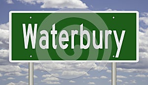 Highway sign for Waterbury