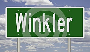Highway sign for Winkler Manitoba