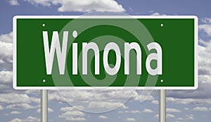 Highway sign for Winona Minnesota